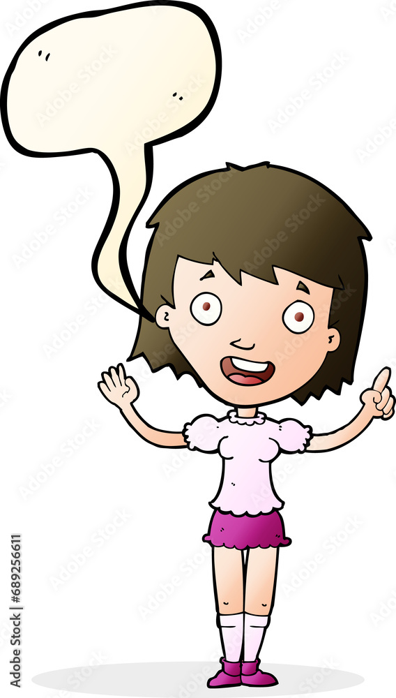 cartoon woman pointing with speech bubble cartoon woman pointing with speech bubble