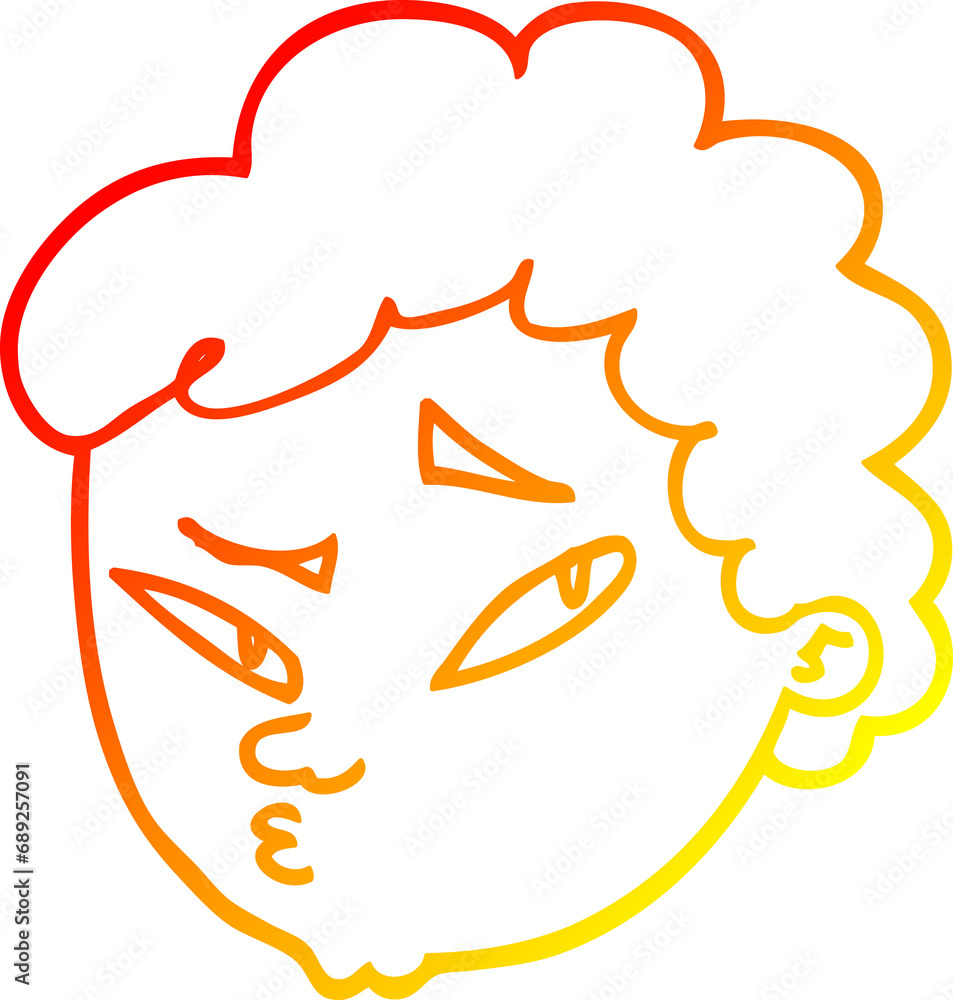 warm gradient line drawing of a cartoon suspicious man warm gradient line drawing of a cartoon suspicious man