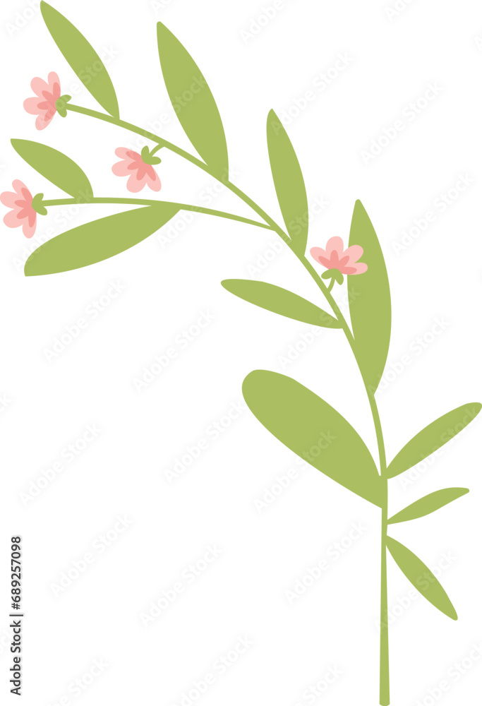Wildflowers Leaves Branch Wildflowers Leaves Branch