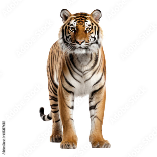 a tiger standing  isolated on white background or transparent background