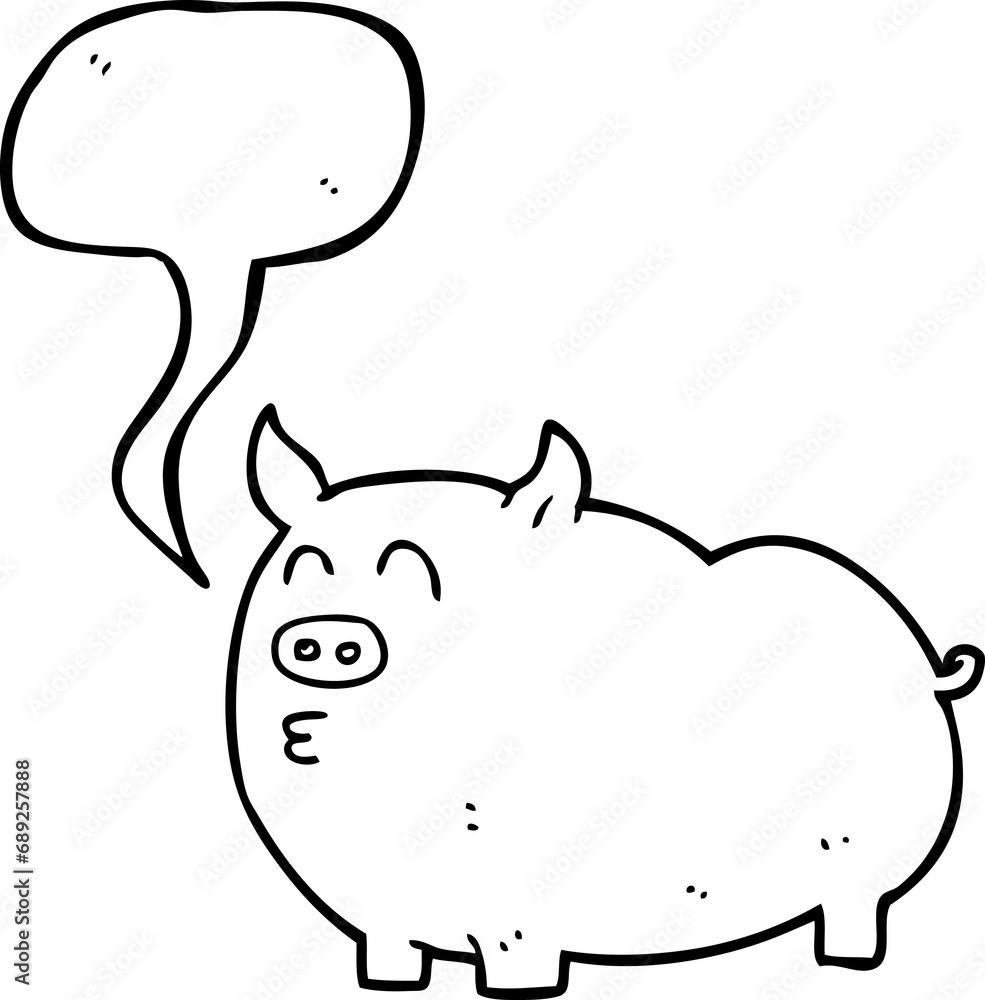 freehand drawn speech bubble cartoon pig freehand drawn speech bubble cartoon pig