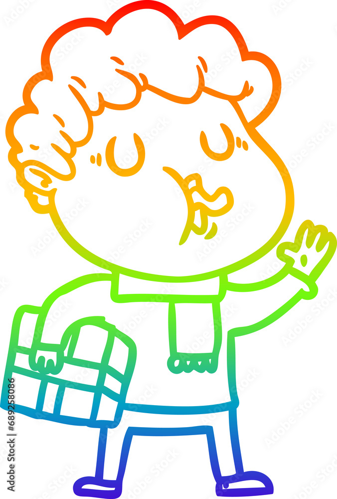 rainbow gradient line drawing of a cartoon man singing rainbow gradient line drawing of a cartoon man singing