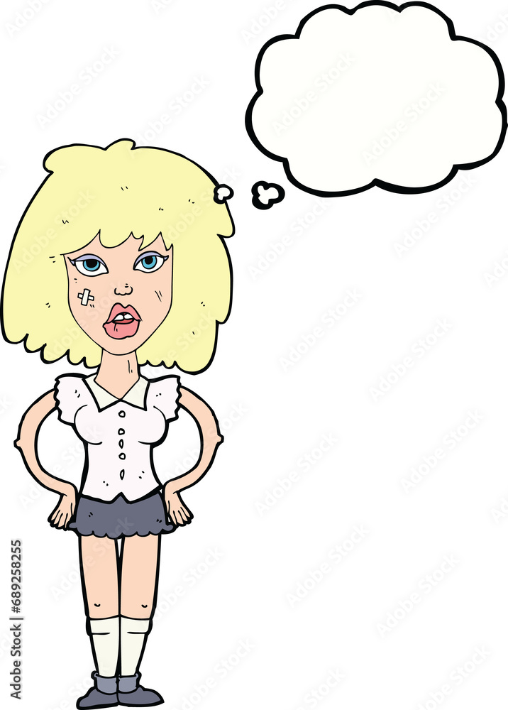 cartoon woman been in fight with thought bubble cartoon woman been in fight with thought bubble
