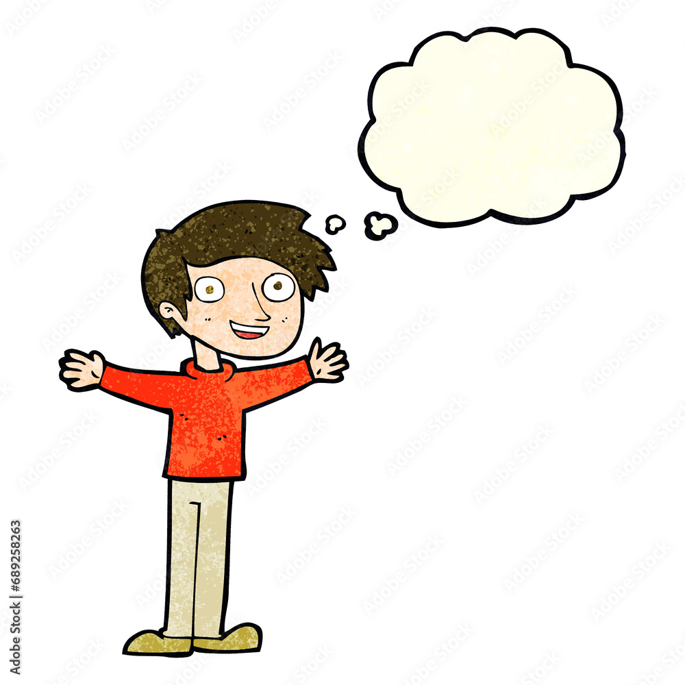 cartoon enthusiastic man with thought bubble cartoon enthusiastic man with thought bubble