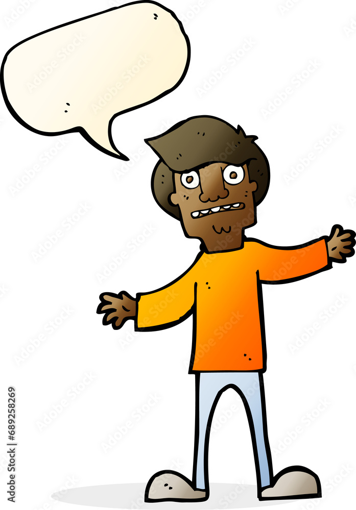 Fototapeta premium cartoon surprised man with speech bubble