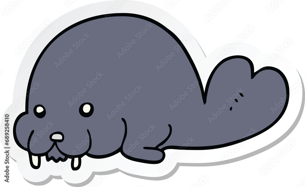 sticker of a cute cartoon walrus sticker of a cute cartoon walrus