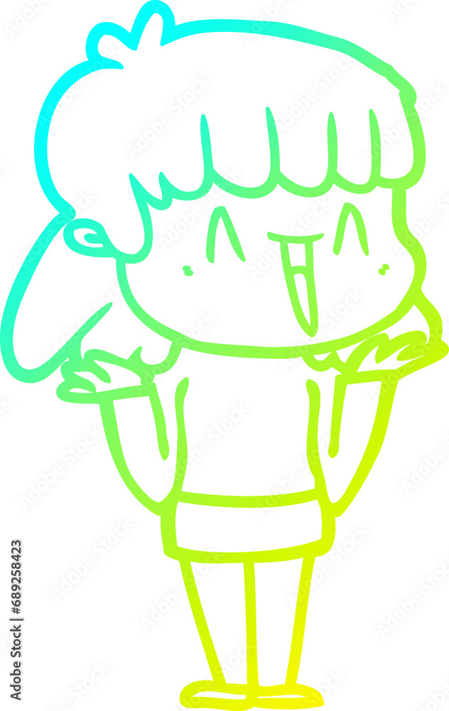 cold gradient line drawing of a cartoon woman cold gradient line drawing of a cartoon woman