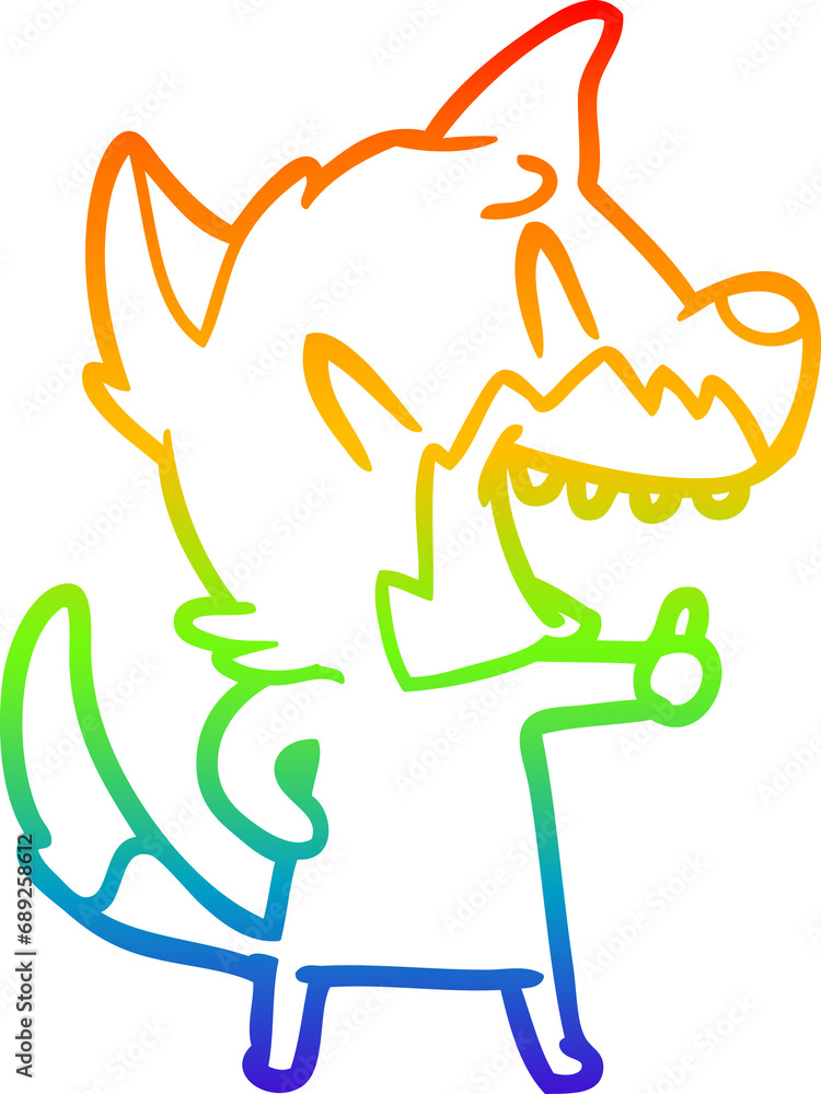 rainbow gradient line drawing of a laughing fox cartoon rainbow gradient line drawing of a laughing fox cartoon