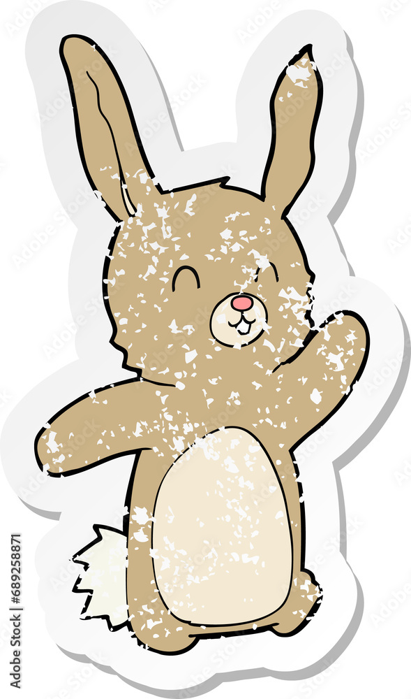 retro distressed sticker of a cartoon happy rabbit retro distressed sticker of a cartoon happy rabbit