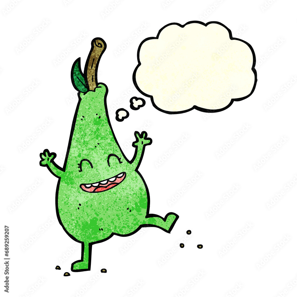 cartoon happy dancing pear with thought bubble cartoon happy dancing pear with thought bubble