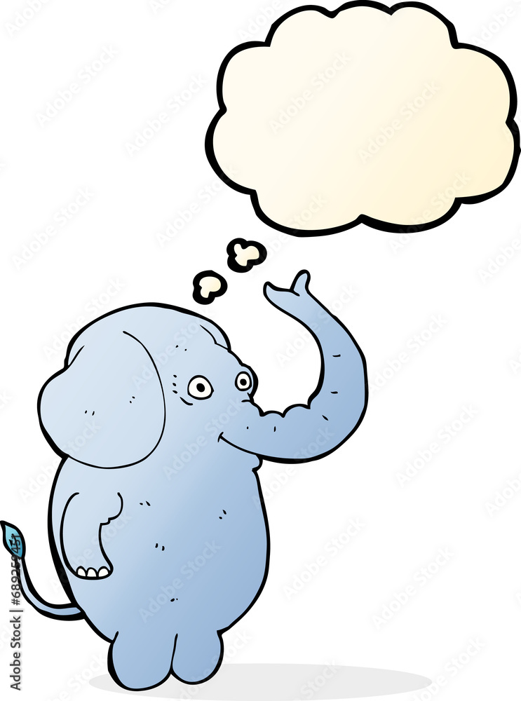 Fototapeta premium cartoon funny elephant with thought bubble