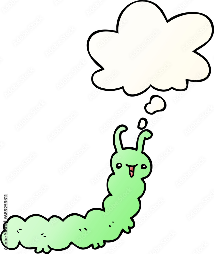 cartoon caterpillar with thought bubble in smooth gradient style cartoon caterpillar with thought bubble in smooth gradient style