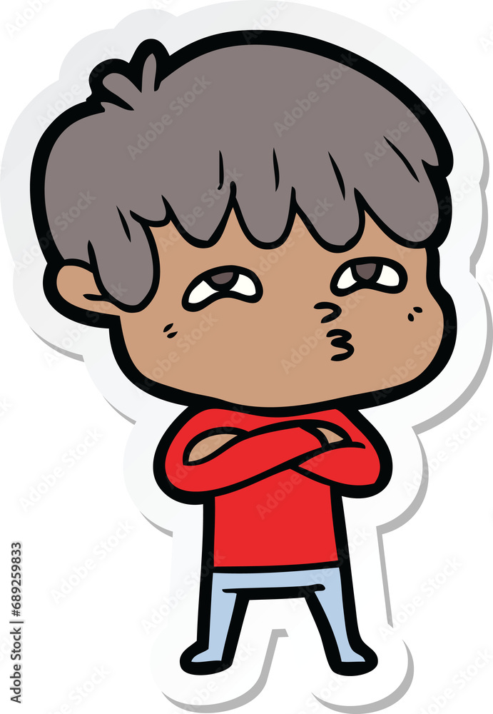 sticker of a cartoon curious man sticker of a cartoon curious man