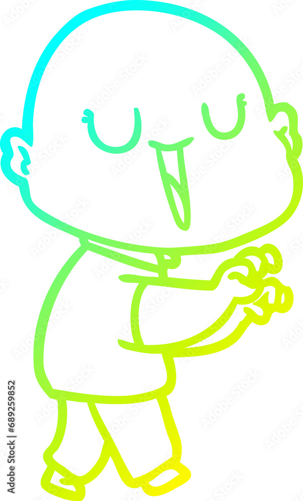 cold gradient line drawing of a happy cartoon bald man cold gradient line drawing of a happy cartoon bald man