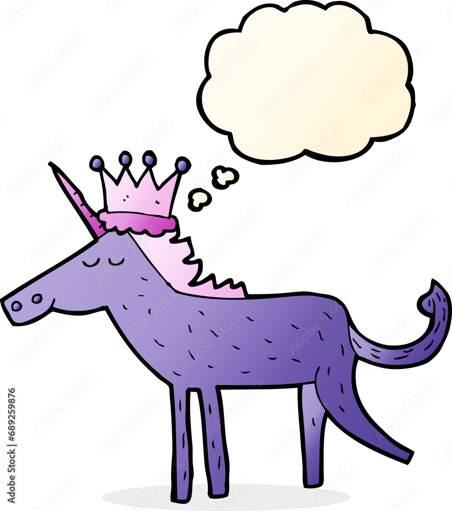 cartoon unicorn with thought bubble cartoon unicorn with thought bubble