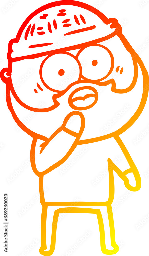 Fototapeta premium warm gradient line drawing of a shocked bearded man