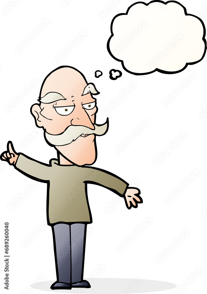 cartoon old man telling story with thought bubble cartoon old man telling story with thought bubble