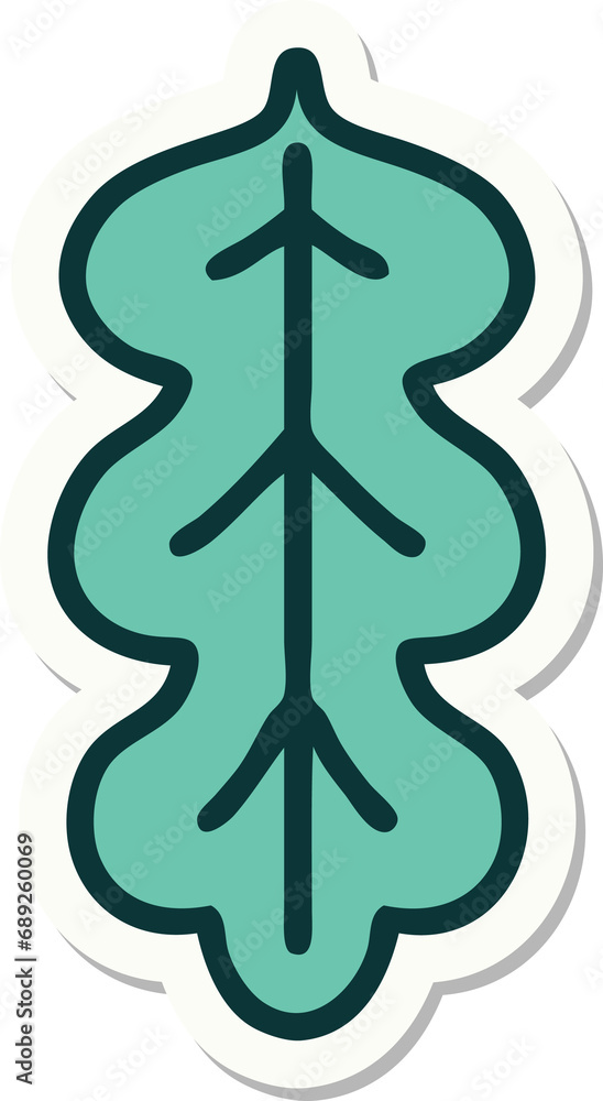 Obraz premium sticker of tattoo in traditional style of leaf