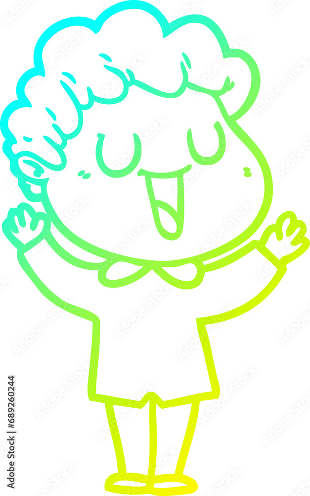 cold gradient line drawing of a laughing cartoon man cold gradient line drawing of a laughing cartoon man