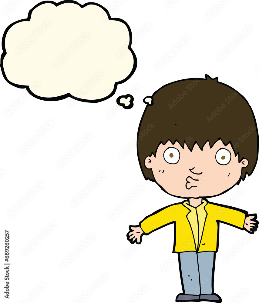 cartoon amazed boy with thought bubble cartoon amazed boy with thought bubble