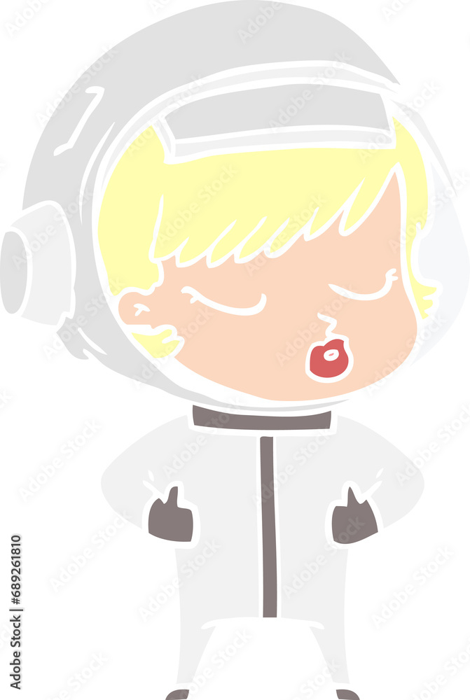 flat color style cartoon pretty astronaut girl flat color style cartoon pretty astronaut girl