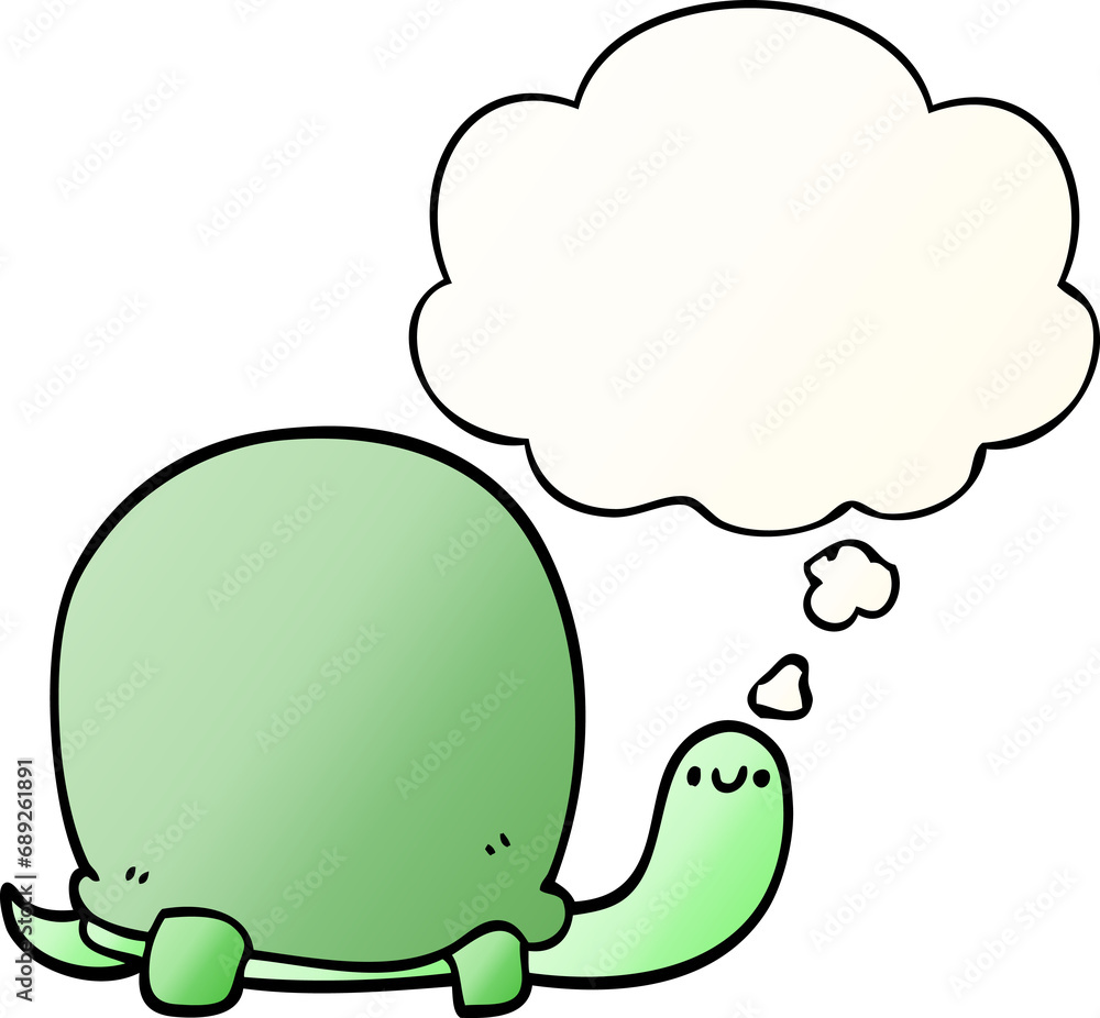 cute cartoon tortoise with thought bubble in smooth gradient style cute cartoon tortoise with thought bubble in smooth gradient style