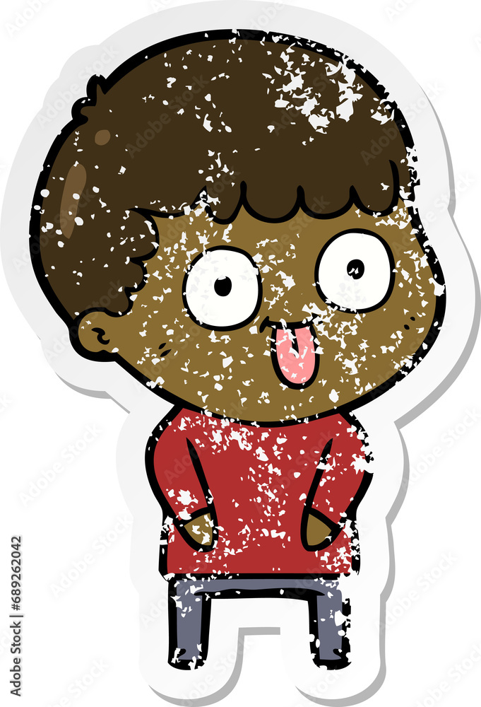 Fototapeta premium distressed sticker of a cartoon dumb kid