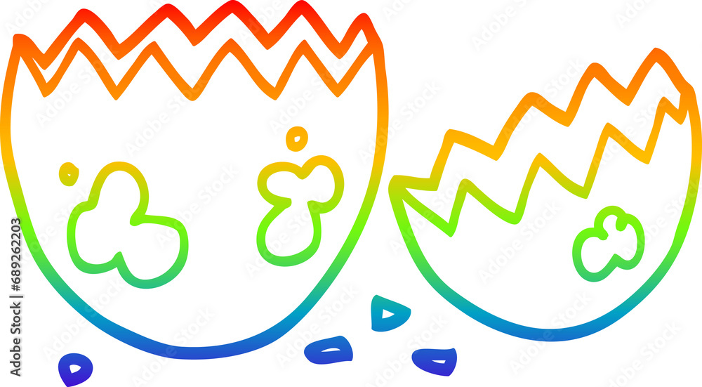 rainbow gradient line drawing of a cartoon cracked egg rainbow gradient line drawing of a cartoon cracked egg