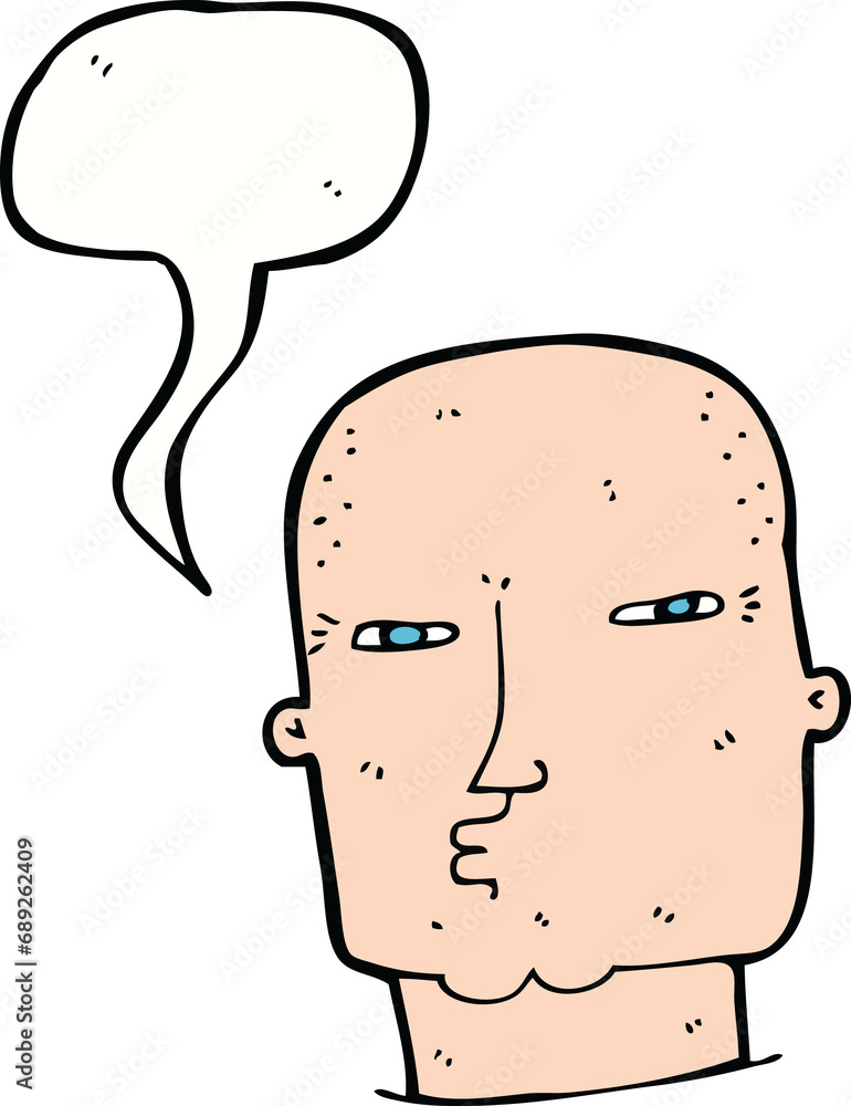 cartoon bald tough guy with speech bubble cartoon bald tough guy with speech bubble