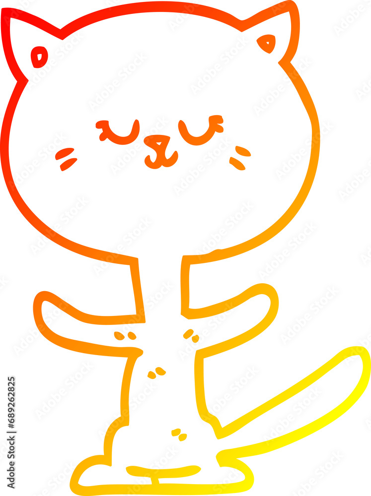 warm gradient line drawing of a cartoon happy cat warm gradient line drawing of a cartoon happy cat