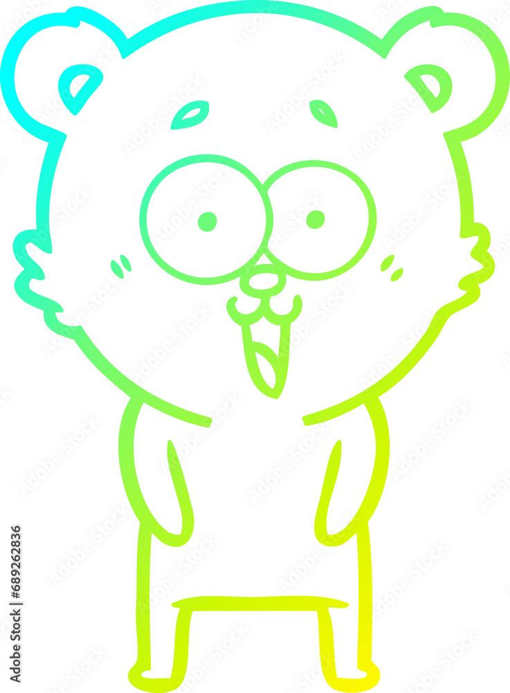 cold gradient line drawing of a laughing teddy bear cartoon cold gradient line drawing of a laughing teddy bear cartoon