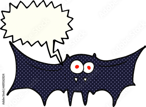 freehand drawn comic book speech bubble cartoon vampire bat