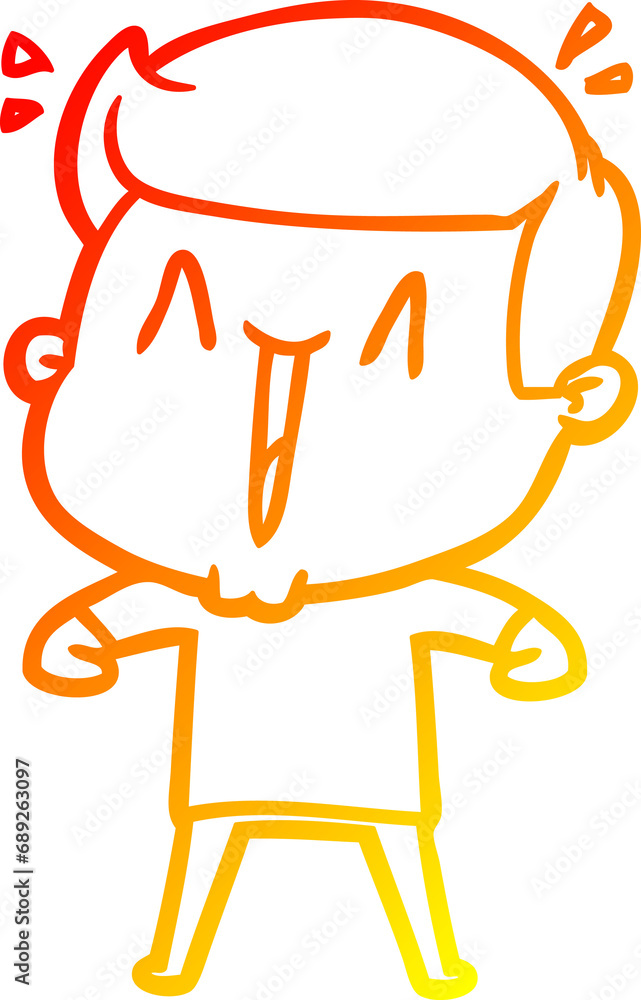 warm gradient line drawing of a cartoon excited man warm gradient line drawing of a cartoon excited man