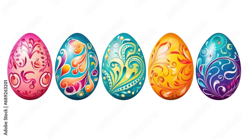 set collection of colored easter eggs isolated on white or transparent png