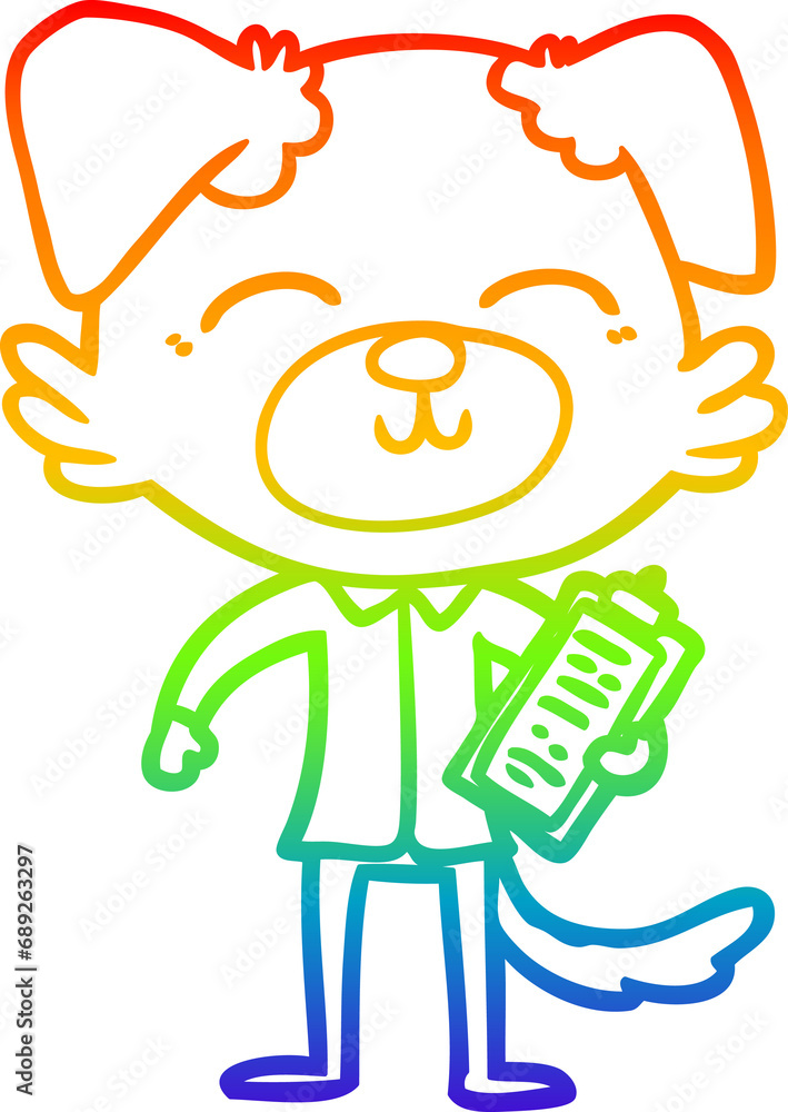 rainbow gradient line drawing of a cartoon dog manager rainbow gradient line drawing of a cartoon dog manager