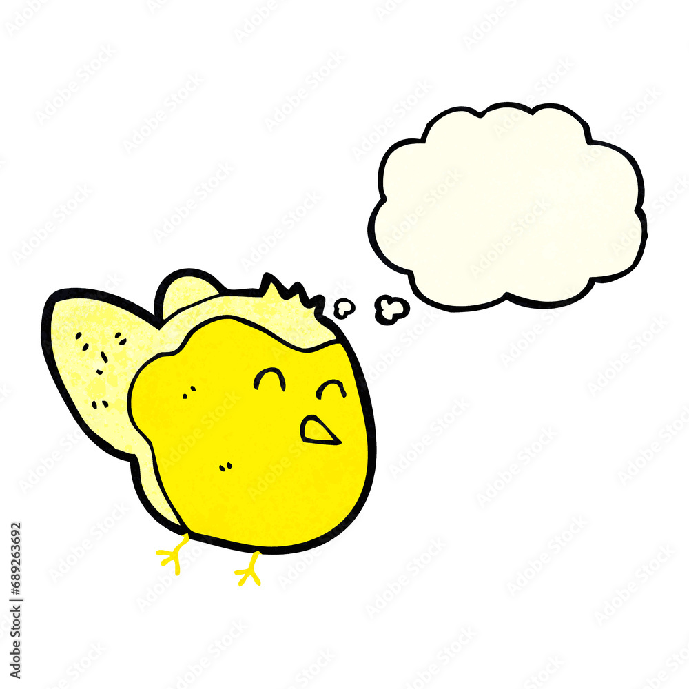 cartoon bird with thought bubble cartoon bird with thought bubble