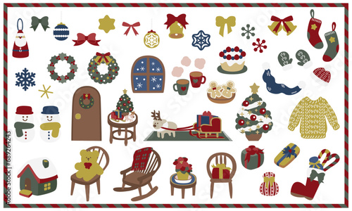 かわいいおうちクリスマスのイラスト素材集