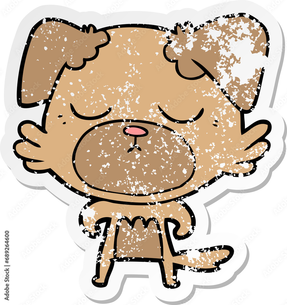 distressed sticker of a cute cartoon dog distressed sticker of a cute cartoon dog