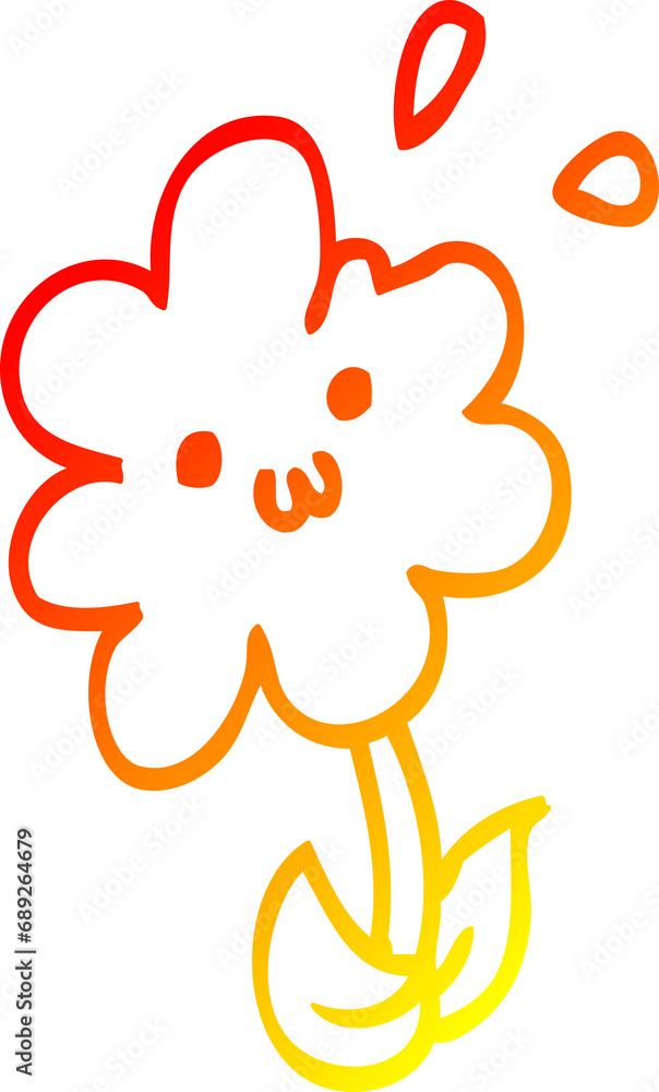 Fototapeta premium warm gradient line drawing of a cartoon flower