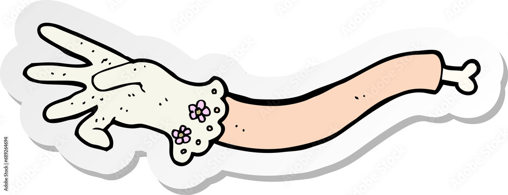 sticker of a cartoon spooky victorian arm reaching sticker of a cartoon spooky victorian arm reaching