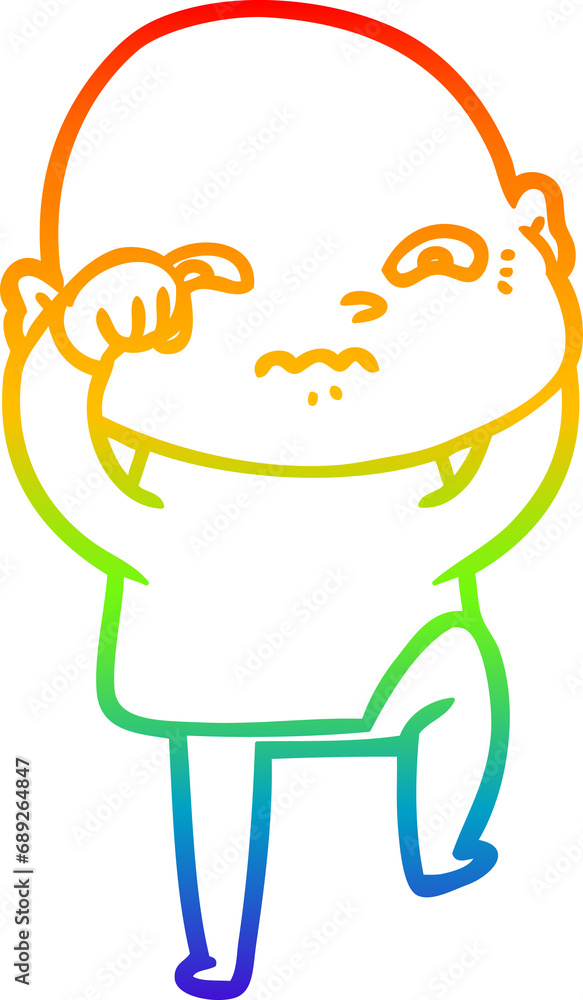 rainbow gradient line drawing of a cartoon nervous man rainbow gradient line drawing of a cartoon nervous man