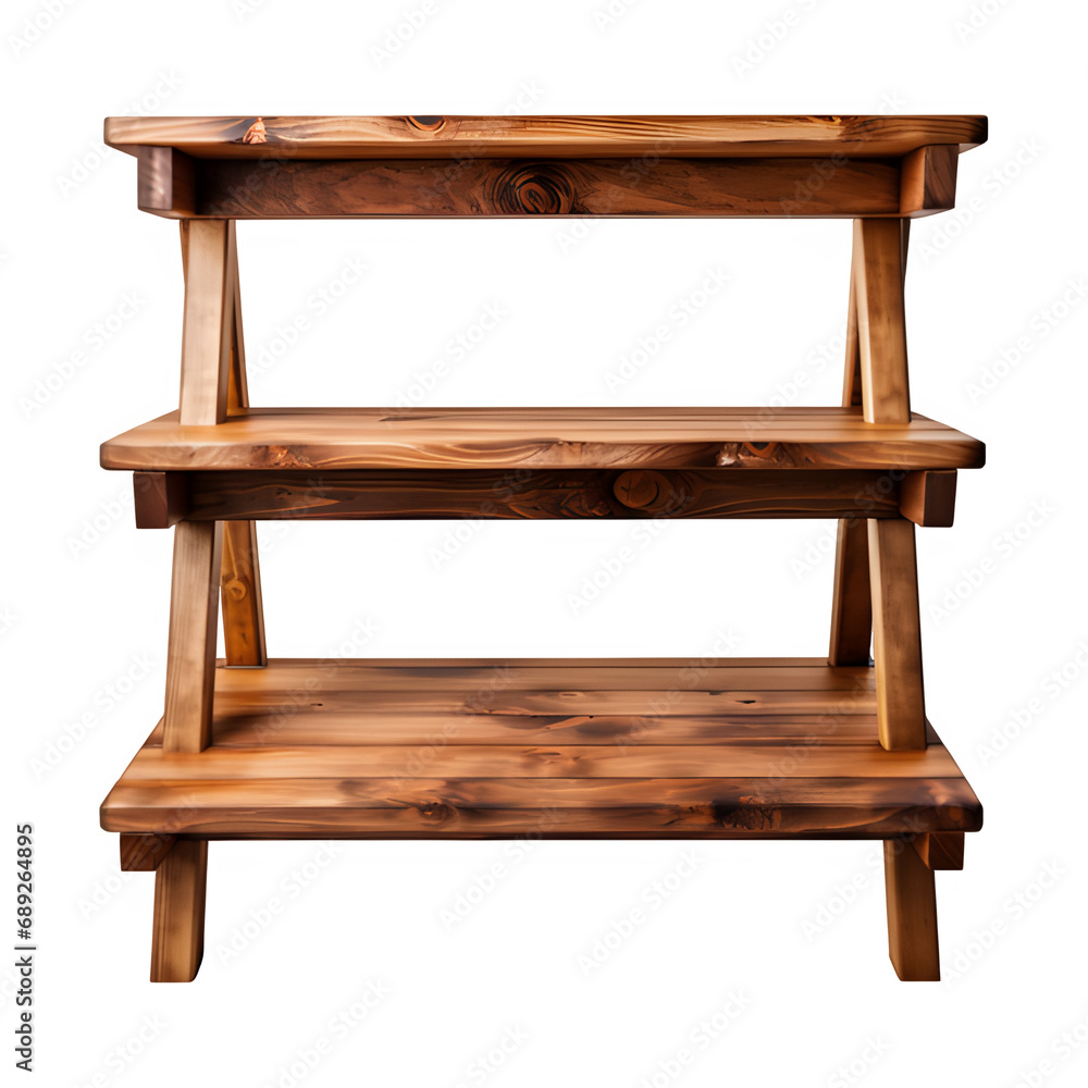 wooden shelf isolated on transparent background ,wood rack png ,generative ai wooden shelf isolated on transparent background ,wood rack png ,generative ai