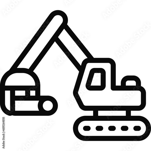 Excavator Chopping Wood Icon