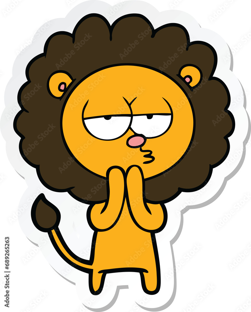 sticker of a cartoon lion considering sticker of a cartoon lion considering