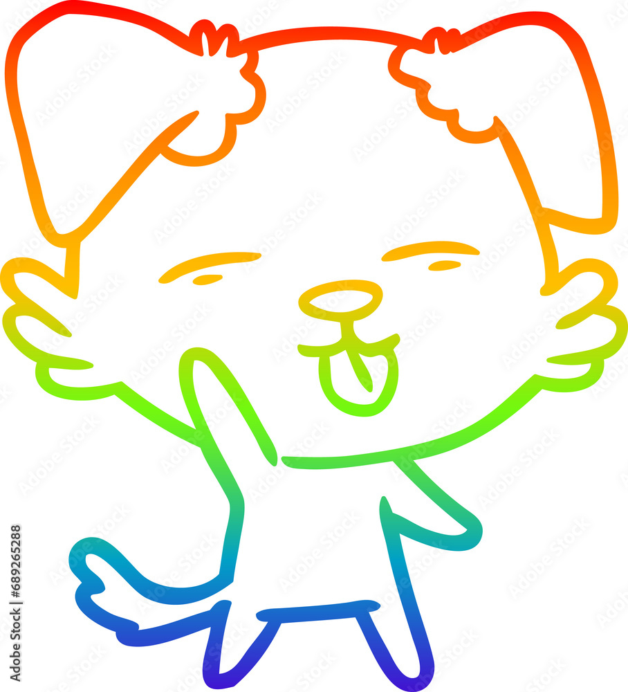rainbow gradient line drawing of a cartoon dog sticking out tongue rainbow gradient line drawing of a cartoon dog sticking out tongue