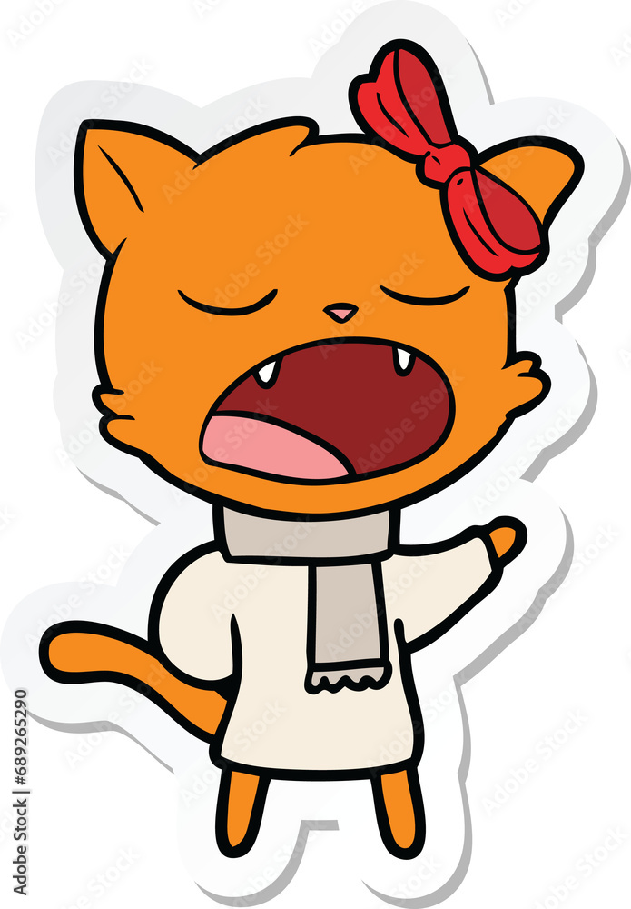 sticker of a cartoon cat in winter clothes sticker of a cartoon cat in winter clothes
