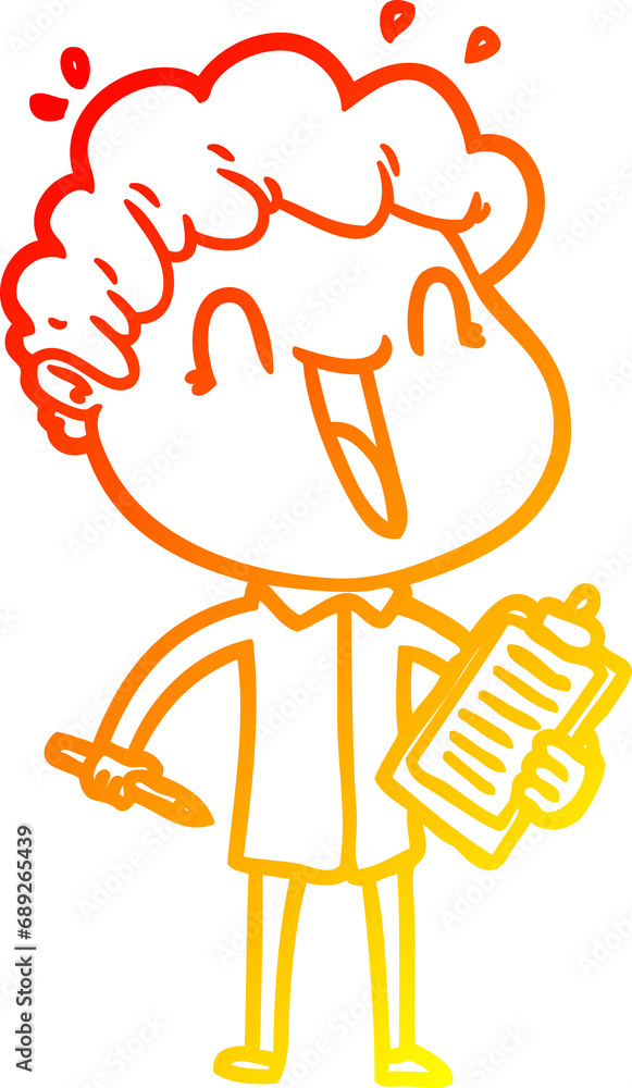 warm gradient line drawing of a cartoon happy man warm gradient line drawing of a cartoon happy man
