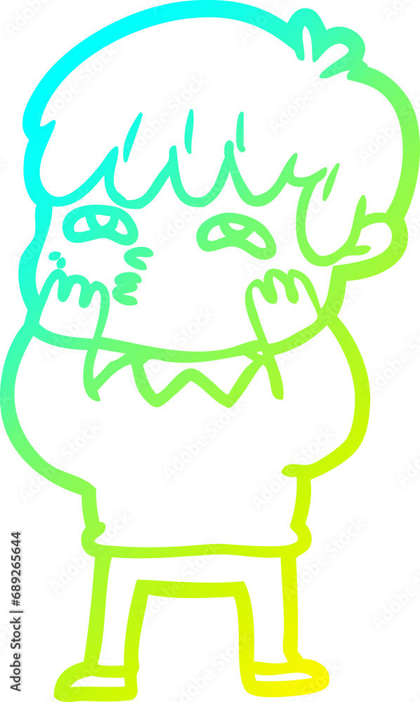 cold gradient line drawing of a cartoon curious man cold gradient line drawing of a cartoon curious man