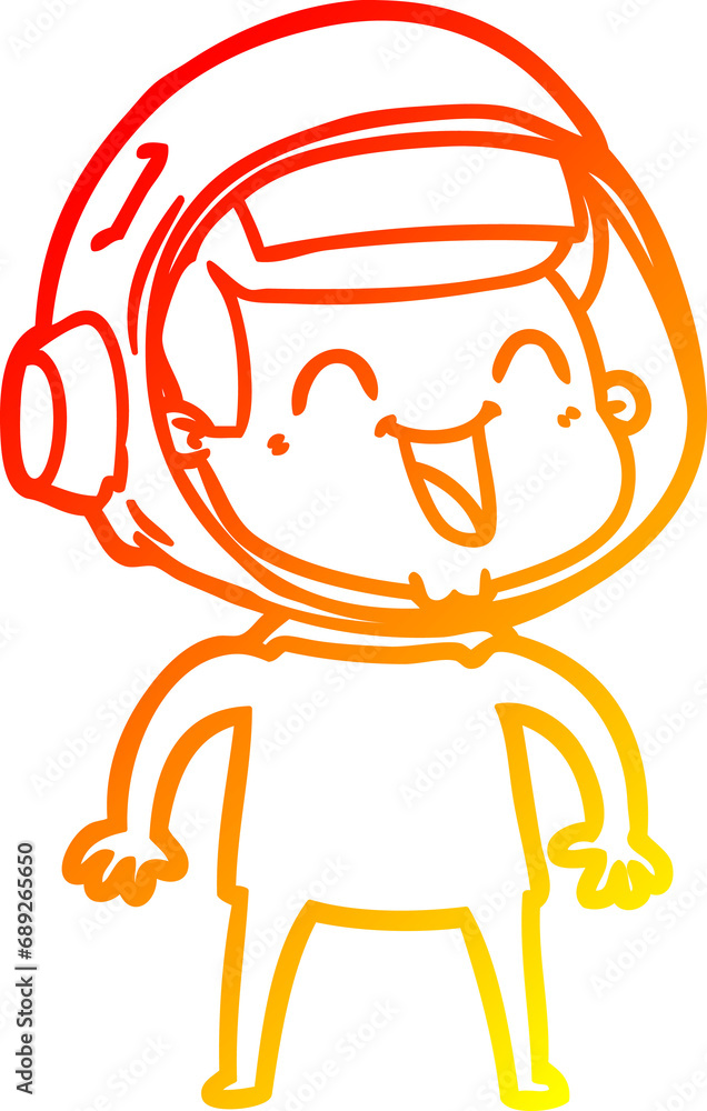 warm gradient line drawing of a happy cartoon astronaut warm gradient line drawing of a happy cartoon astronaut
