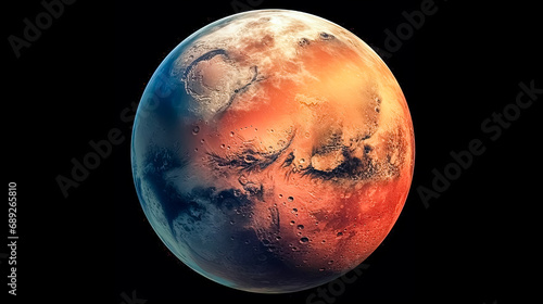 A glimpse of Mars, seen from space in close up